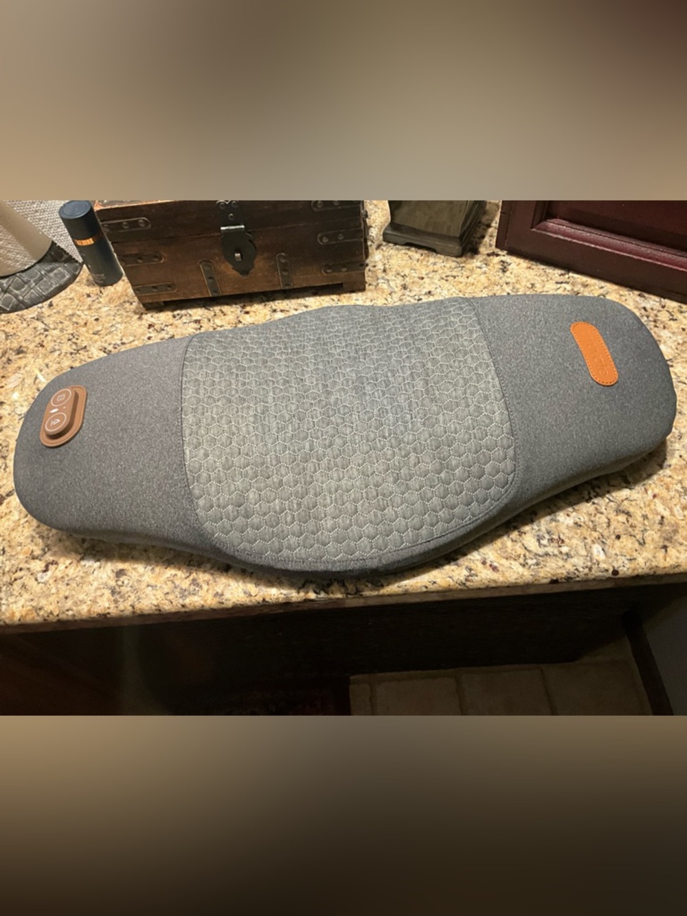 Gray Shiatsu Back Massager Pad with Controls